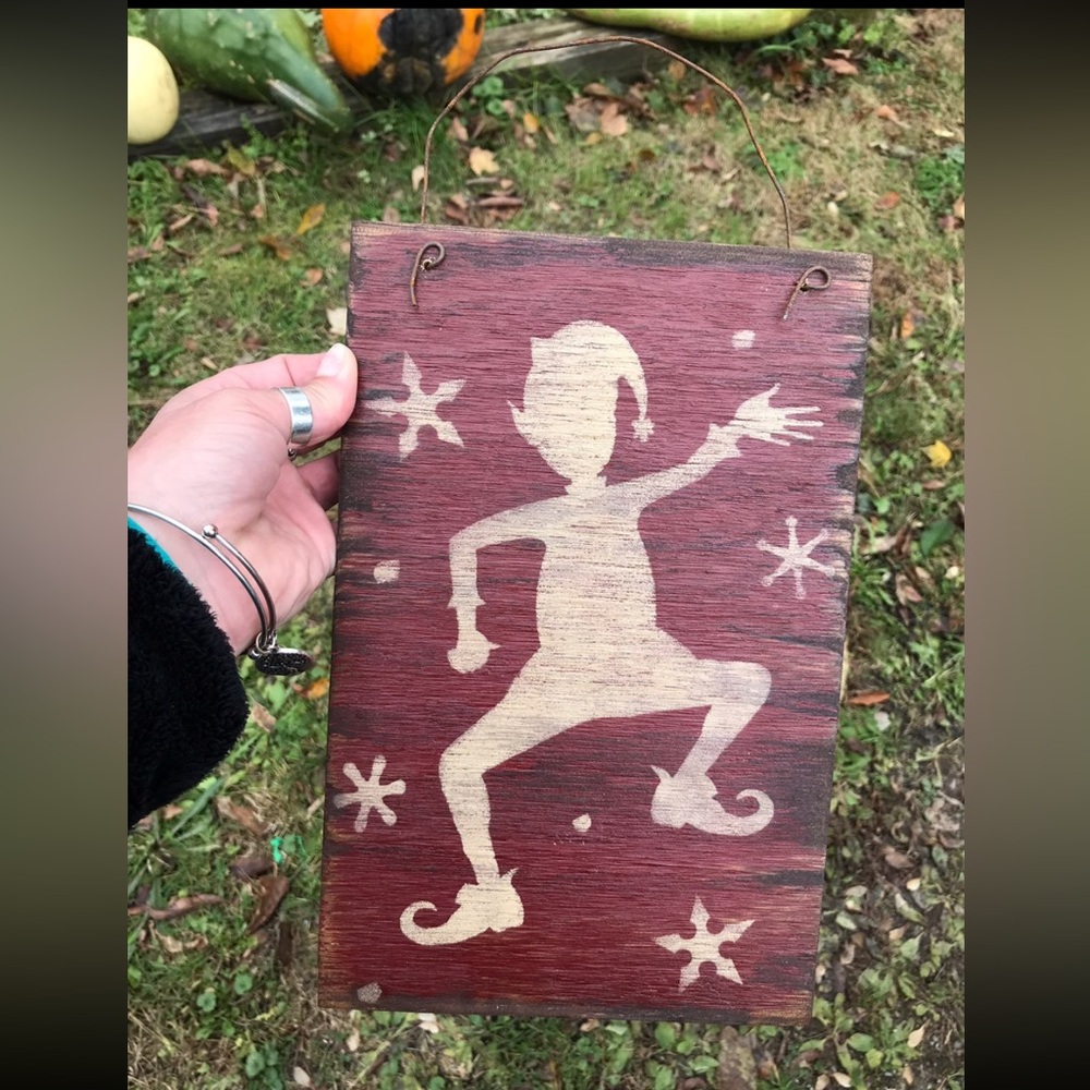 Festive Elf Wooden Sign